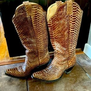 Cream and brown cowboy boots